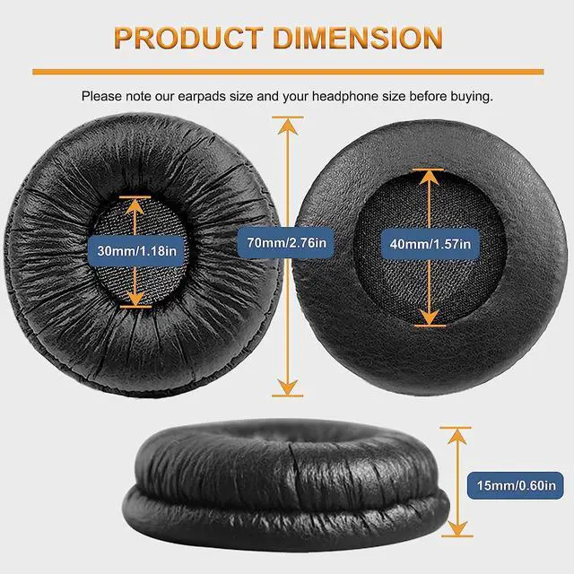 Alt view image 3 of 7 - Ear Cushions for  Headphone Replacement Ear Pads Compatible with  MDR-ZX110 ZX110NC ZX100 WH-CH500 CH520 CH510 V150 V250 V200 JBL Tune 510BT 500BT 450BT 660NC 600BTNC Headsets 70MM (2 Pack)