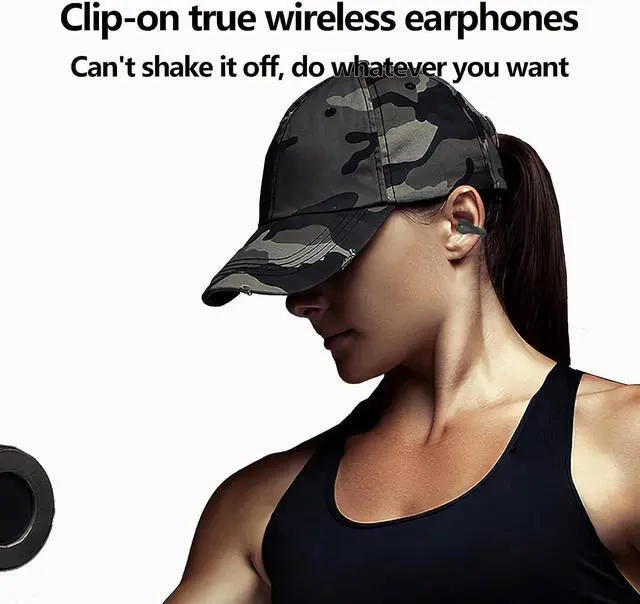 Alt view image 7 of 7 - Ear Clips Ear Buds Bone Conduction Earbuds for Small Ear Canals Open Ear Earbuds Bluetooth with Earhooks Sport Clip on Headphones Up to 24 Hours Playtime Waterproof Outer Headphones Purple
