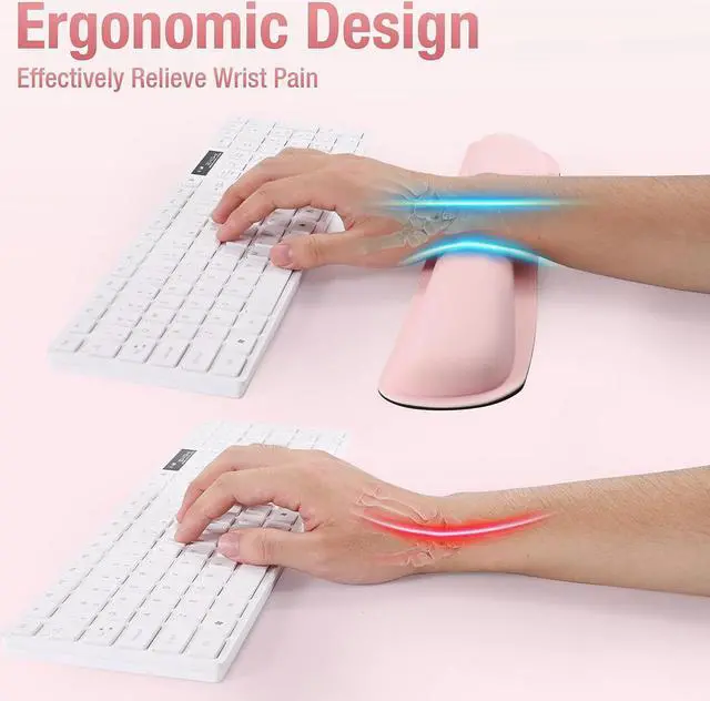 Alt view image 3 of 7 - Keyboard Wrist Rest for Computer Keyboard Ergonomic Wrist Pad for Keyboard Memory Foam Palm Rest Desk Keyboard Wrist Support Typing Home Office Accessories (Pink)