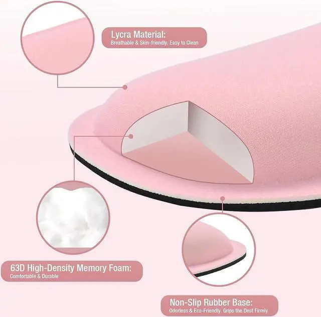 Alt view image 2 of 7 - Keyboard Wrist Rest for Computer Keyboard Ergonomic Wrist Pad for Keyboard Memory Foam Palm Rest Desk Keyboard Wrist Support Typing Home Office Accessories (Pink)