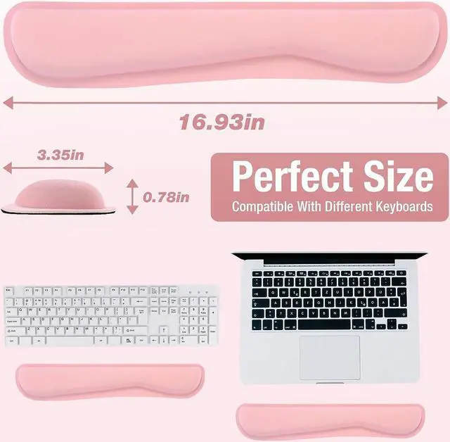 Alt view image 5 of 7 - Keyboard Wrist Rest for Computer Keyboard Ergonomic Wrist Pad for Keyboard Memory Foam Palm Rest Desk Keyboard Wrist Support Typing Home Office Accessories (Pink)