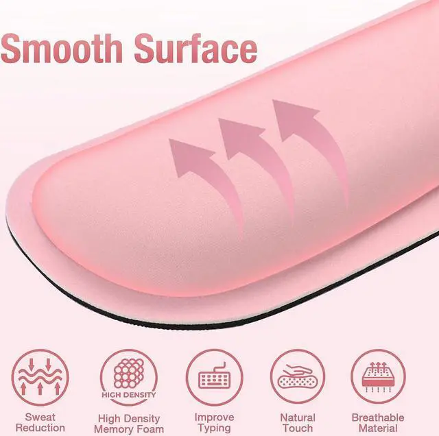 Alt view image 6 of 7 - Keyboard Wrist Rest for Computer Keyboard Ergonomic Wrist Pad for Keyboard Memory Foam Palm Rest Desk Keyboard Wrist Support Typing Home Office Accessories (Pink)