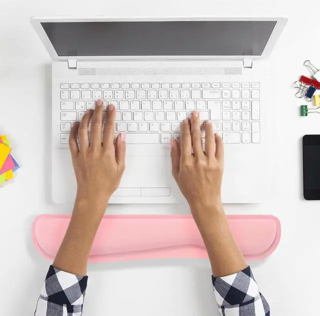 Alt view image 7 of 7 - Keyboard Wrist Rest for Computer Keyboard Ergonomic Wrist Pad for Keyboard Memory Foam Palm Rest Desk Keyboard Wrist Support Typing Home Office Accessories (Pink)