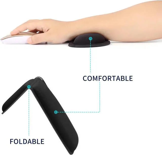 Alt view image 3 of 7 - Wrist Rest for Computer Keyboard and Mouse - Ergonomic Memory Foam Mousepad Rests with Non-Slip Base for Office Gaming Computer - Pain Relief & Carpal Tunnel Support Black 2-Piece Desk Accessories