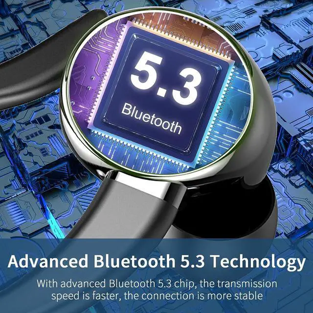 Alt view image 2 of 7 - Wireless Earbud Bluetooth Headphones 5.3, 48Hrs Playtime Sport in Ear Wireless Earphones with Digital LED Display Over Ear Buds with Earhooks Waterproof Headset with Mic for Running Workout