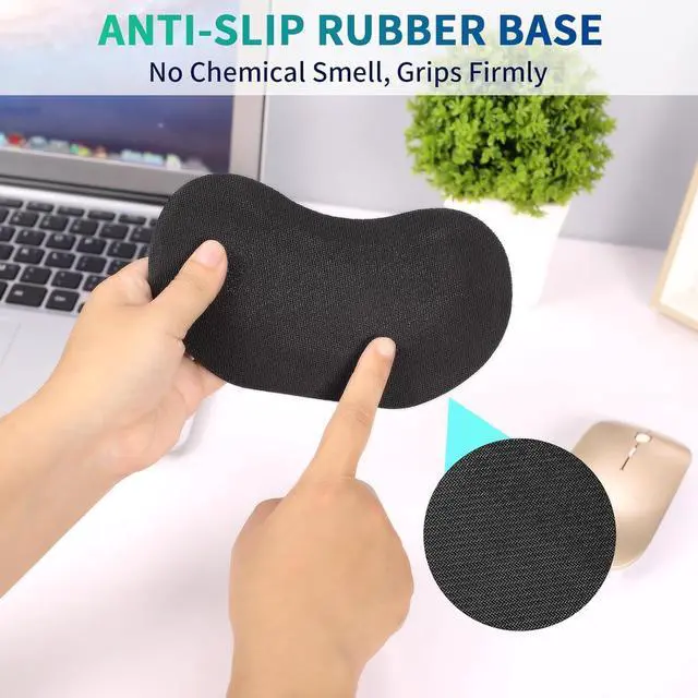 Alt view image 4 of 7 - Wrist Rest for Computer Keyboard and Mouse - Ergonomic Memory Foam Mousepad Rests with Non-Slip Base for Office Gaming Computer - Pain Relief & Carpal Tunnel Support Black 2-Piece Desk Accessories