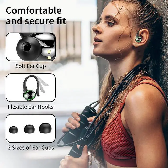 Alt view image 7 of 7 - Wireless Earbud Bluetooth Headphones 5.3, 48Hrs Playtime Sport in Ear Wireless Earphones with Digital LED Display Over Ear Buds with Earhooks Waterproof Headset with Mic for Running Workout
