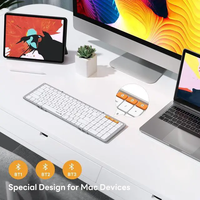 Alt view image 2 of 7 - Foldable Bluetooth Keyboard for iPad (iOS/Mac OS), ProtoArc XK01-A Folding Wireless Keyboard with Number Pad, Full Travel Keyboard for Macbook, iMac, iPad 10.2, iPad Pro 12.9/11, iPad Air/Mini, iPhone