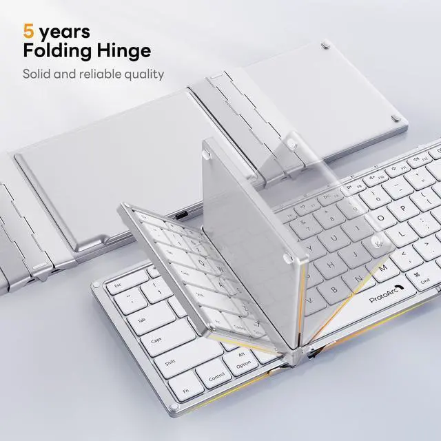 Alt view image 3 of 7 - Foldable Bluetooth Keyboard for iPad (iOS/Mac OS), ProtoArc XK01-A Folding Wireless Keyboard with Number Pad, Full Travel Keyboard for Macbook, iMac, iPad 10.2, iPad Pro 12.9/11, iPad Air/Mini, iPhone