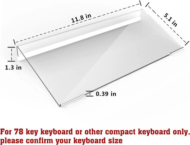 Alt view image 2 of 7 - KOTEMON Mini Computer Keyboard Stand-11.8'' x 5.1''-Small Computer Keyboard Tray Acrylic Keyboard Holder for 78 Keys Universal Compact Keyboard, with White Silicone Strip, Clear