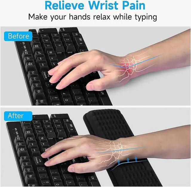 Alt view image 3 of 7 - Keyboard Wrist Rest Soft Memory Foam Wrist Support for Keyboard Keyboard Pad for Hand and Wrist Pain Relief Keyboard Wrist Pad for Long Hours of Work Gaming StudyingClassic Black