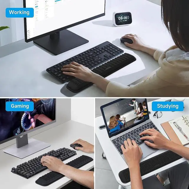 Alt view image 6 of 7 - Keyboard Wrist Rest Soft Memory Foam Wrist Support for Keyboard Keyboard Pad for Hand and Wrist Pain Relief Keyboard Wrist Pad for Long Hours of Work Gaming StudyingClassic Black