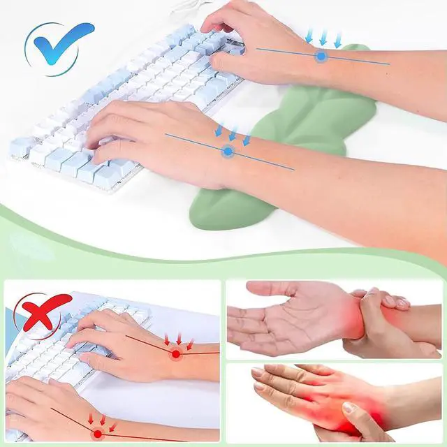 Alt view image 2 of 7 - Keyboard Wrist Rest Set Ergonomic Memory Foam Wrist Support pad for Keyboard and Mouse Easy Typing and Wrist Pain Relief pad for Office Studying Gaming Computer Laptop (Green)