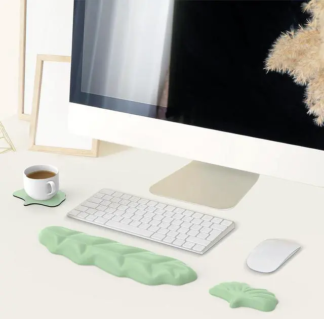 Alt view image 7 of 7 - Keyboard Wrist Rest Set Ergonomic Memory Foam Wrist Support pad for Keyboard and Mouse Easy Typing and Wrist Pain Relief pad for Office Studying Gaming Computer Laptop (Green)