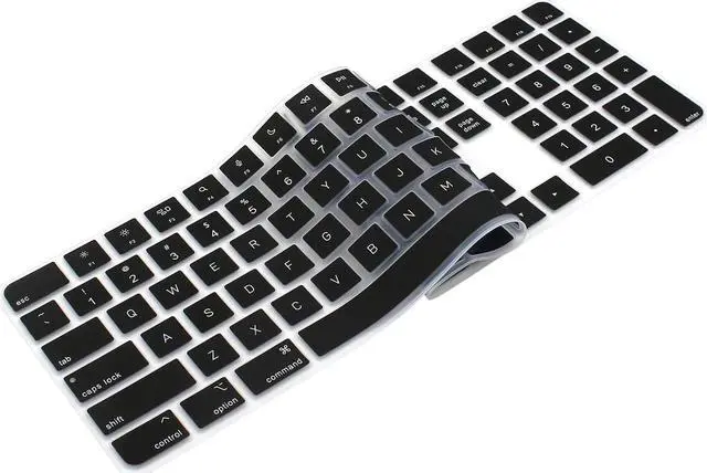 Alt view image 7 of 7 - Ultra Thin Silicone Keyboard Cover Skin for Apple Magic Keyboard with Touch ID and Numeric Keypad Model-A2520 (for 2022 Mac Studio & 2021 iMac 24 inch M1 Chip) U.S Enter Protector (Black)
