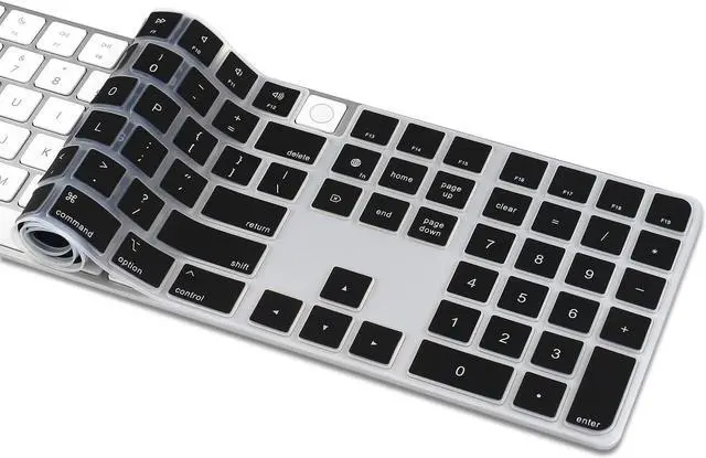 Alt view image 4 of 7 - Ultra Thin Silicone Keyboard Cover Skin for Apple Magic Keyboard with Touch ID and Numeric Keypad Model-A2520 (for 2022 Mac Studio & 2021 iMac 24 inch M1 Chip) U.S Enter Protector (Black)