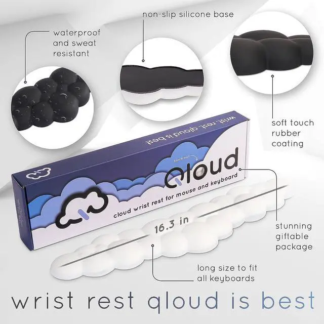 Alt view image 5 of 7 - Qloud Cloud Wrist Rest Keyboard  Cloud Palm Rest Keyboard Rest  Desk Cloud Wrist Pad  Keyboard Wrist Rest for Computer Keyboard Gaming Wrist Rest - Cloud Arm Rest Keyboard Wrist Pad - White