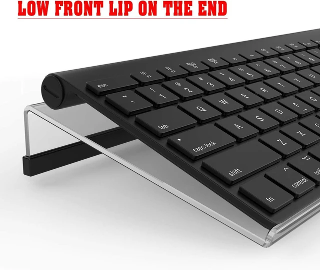 Alt view image 4 of 7 - Acrylic Tilted Computer Keyboard Stand for Compact Keyboard, 78 Keys Keyboard, with Black Silicone Strip, 11.8 Inch Width