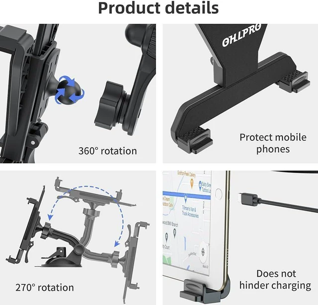 Alt view image 5 of 7 - OHLPRO Tablet Holder for Car, iPad Holder for Car Air Vent Mount, Universal Dashboard Windshield 2-in-1 Cradle TPU Suction Sticky Gel for iPad/iPad mini Samsung Galaxy Size 6"- 10.5" iPad Car Holder