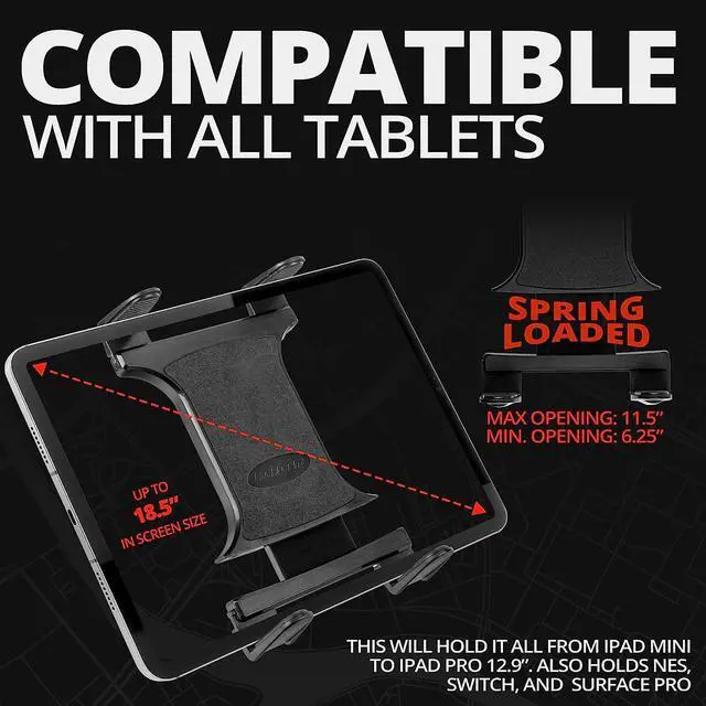 Alt view image 2 of 7 - Metal Drill Base Tablet Mount - By TACKFORM [Enduro Series] - iPad Holder for wall or truck. ELD Mount | Compatible with iPad Mini, IPad Pro 12.9, Galaxy S, Surface Pro & Switch