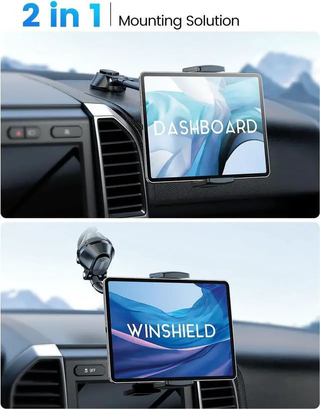 Alt view image 3 of 7 - Tablet Holder for car 1.57 Extra Deep Clamp for iPad Holder for Car Dashboard Gooseneck iPad Car Mount Car Tablet Holder Windshield Suction Cup Mount for 6-11 Tablet