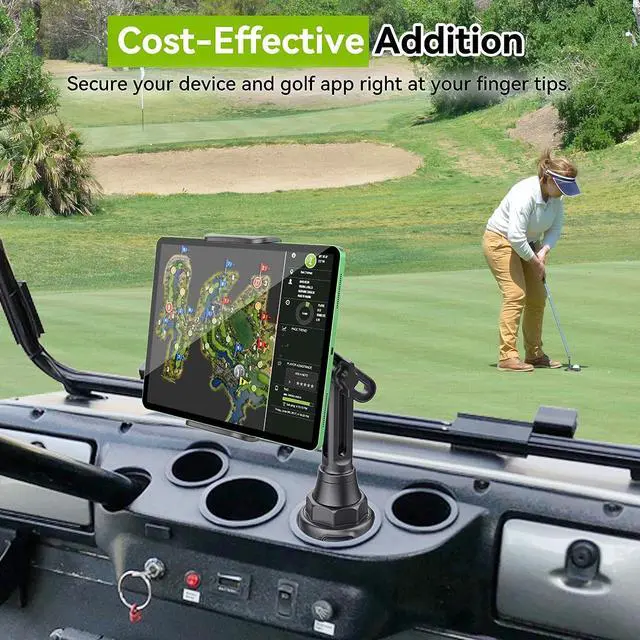 Alt view image 2 of 7 - Golf Cart Tablet Mount Phone Holder [2-In-1] Cup Holder GPS Mount Accessories for Club Car EZGO Yamaha Compatible with iPad Air Mini 11-Inch Pro Samsung Galaxy Tab Tablets iPhone Cell Phone