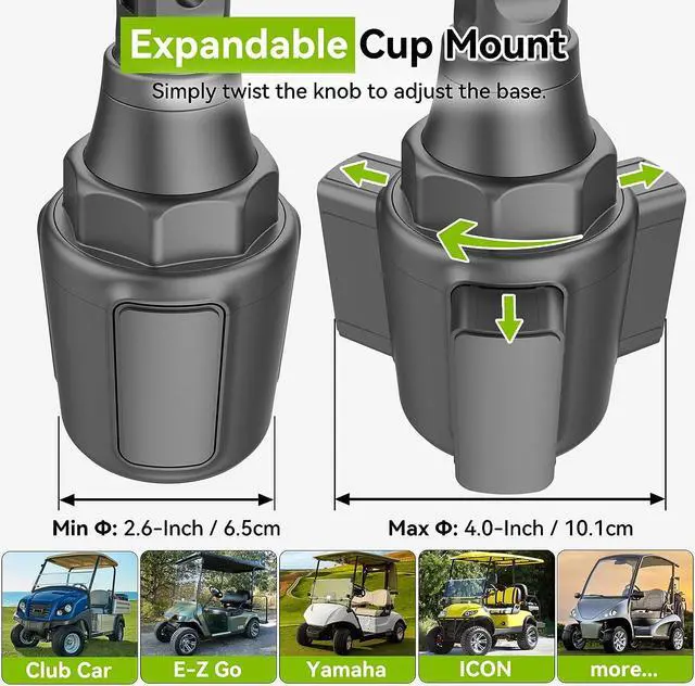 Alt view image 6 of 7 - Golf Cart Tablet Mount Phone Holder [2-In-1] Cup Holder GPS Mount Accessories for Club Car EZGO Yamaha Compatible with iPad Air Mini 11-Inch Pro Samsung Galaxy Tab Tablets iPhone Cell Phone