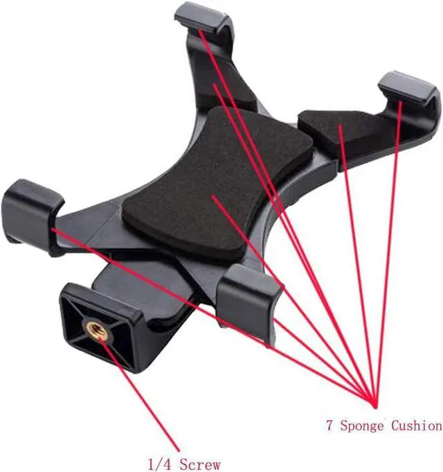 Alt view image 4 of 7 - 7-10 Tablet Tripod Mount Adapter Holder for iPad/iPad Air 2/ iPad Mini/Samsung Galaxy Tab/Tab Pro/Tab S/Microsoft Surface/Google Nexus/Selfie Stick/Monopod/iPad Pro 10.5