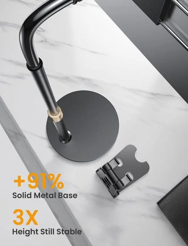 Alt view image 3 of 7 - for iPad Stand for Desk Portable Monitor Stand Adjustable Tablet Stand Thick Case Friendly iPad Pro Holder Fits(4.7-15.6) iPad Pro 12.9/10.9/10.2 Air Mini 4 3 2 Fire Tab Nexus Kindle Black