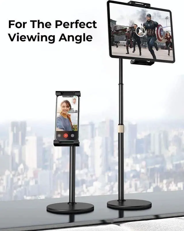 Alt view image 6 of 7 - for iPad Stand for Desk Portable Monitor Stand Adjustable Tablet Stand Thick Case Friendly iPad Pro Holder Fits(4.7-15.6) iPad Pro 12.9/10.9/10.2 Air Mini 4 3 2 Fire Tab Nexus Kindle Black