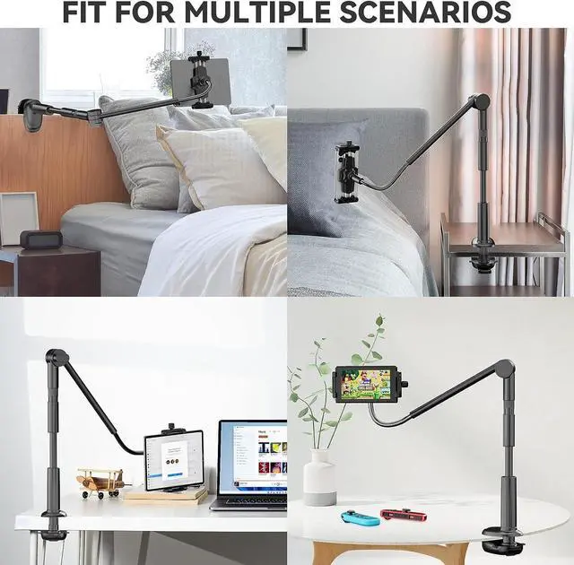 Alt view image 6 of 7 - Gooseneck Tablet Holder for Bed 360 Adjustable iPad Stand for Desk Flexible Arm Clip Phone Mount for Video Recording Bedside & Headboard Clamp for iPad Pro 12.9 Mini Nexus Switch (4.7-12.9)