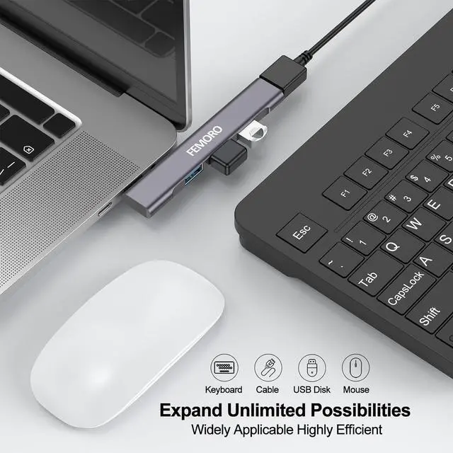 Alt view image 4 of 7 - USB Hub for Laptop 4 Port USB Extender Hub (USB 3.0 *1 USB 2.0 *3) Multiport Adapter Wireless Extra Multi USB Port Expander USB Splitter for Laptop PC Computer Dongle Mac Mouse Xbox SSD HDD