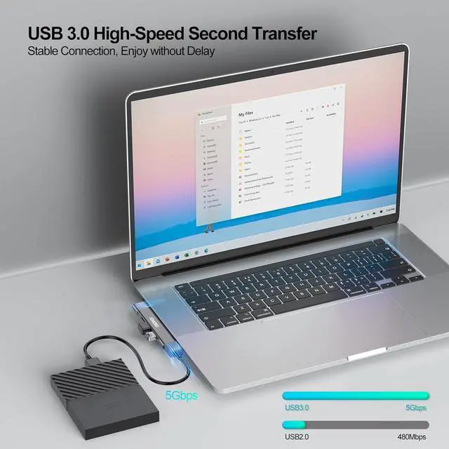 Alt view image 3 of 7 - USB Hub for Laptop 4 Port USB Extender Hub (USB 3.0 *1 USB 2.0 *3) Multiport Adapter Wireless Extra Multi USB Port Expander USB Splitter for Laptop PC Computer Dongle Mac Mouse Xbox SSD HDD