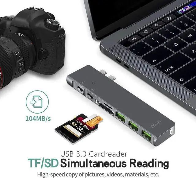 Alt view image 5 of 7 - USB C Hub MacBook Pro Adapter - Type C Hub with Ethernet Port 4K USB C to HDMI 2 USB 3.0 Ports SD/TF Card Reader USB-C Power Delivery Portable for Mac Pro and Other Type C Laptops (HUB-802)