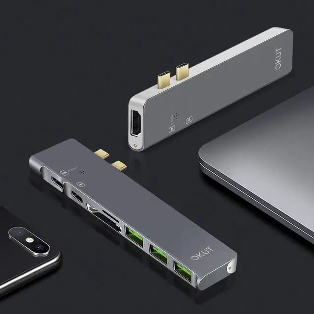 Alt view image 7 of 7 - USB C Hub MacBook Pro Adapter - Type C Hub with Ethernet Port 4K USB C to HDMI 2 USB 3.0 Ports SD/TF Card Reader USB-C Power Delivery Portable for Mac Pro and Other Type C Laptops (HUB-802)