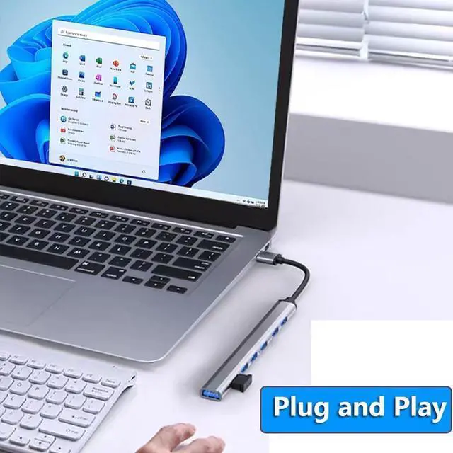 Alt view image 4 of 6 - USB C Hub 3.0, USB C Multi-Port Adapter for MacBook Pro, 7-Port USB C to USB Hub Adapter for Compatible with iPhone 15, Samsung Galaxy S23, iPad Pro, Chromebook, Pixelbook, Dell XPS, HP etc