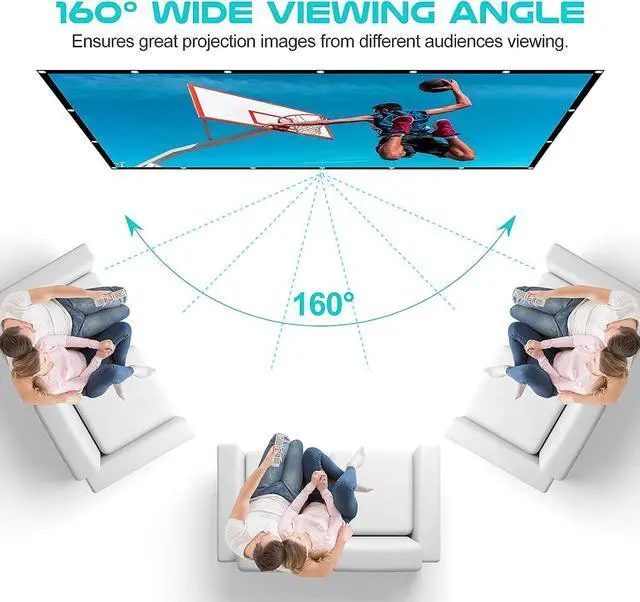 Alt view image 6 of 7 - AAJK Projection Screen 100 inch, Washable Projector Screen 16:9 Foldable Anti-Crease Portable Projector Movies Screen for Home Theater Outdoor Indoor Support Double Sided Projection