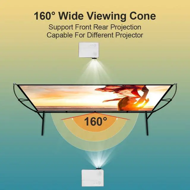 Alt view image 3 of 7 - Projector Screen with Stand Foldable Portable Movie Screen169 HD 4K Double Sided Indoor Outdoor Projection Screen for Home Theater (100 Inch)
