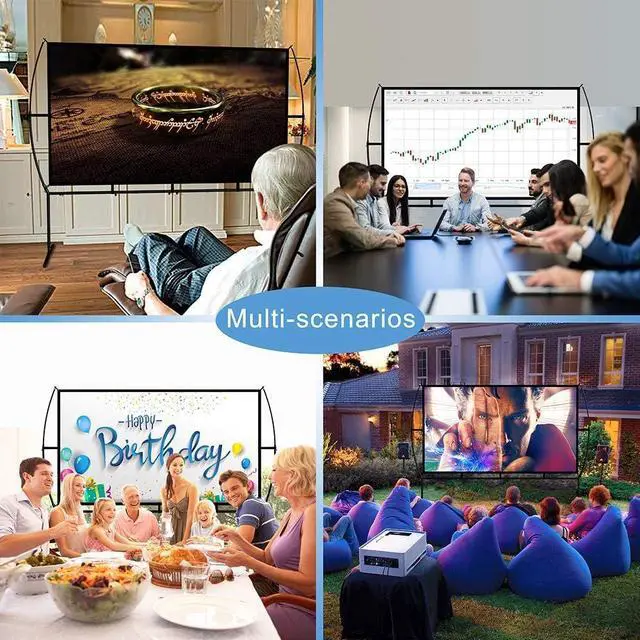 Alt view image 7 of 7 - Projector Screen with Stand Foldable Portable Movie Screen169 HD 4K Double Sided Indoor Outdoor Projection Screen for Home Theater (100 Inch)