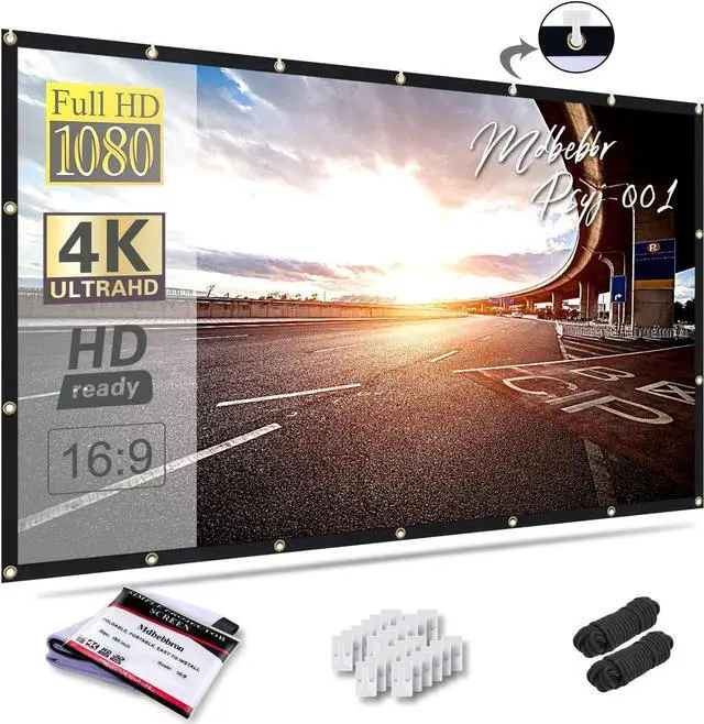 Main image of Mdbebbron 150 inch Projection Screen 16:9 Foldable Anti-Crease Portable Projector Movies Screen for Office Home Theater Outdoor Indoor Support Double Sided Projection