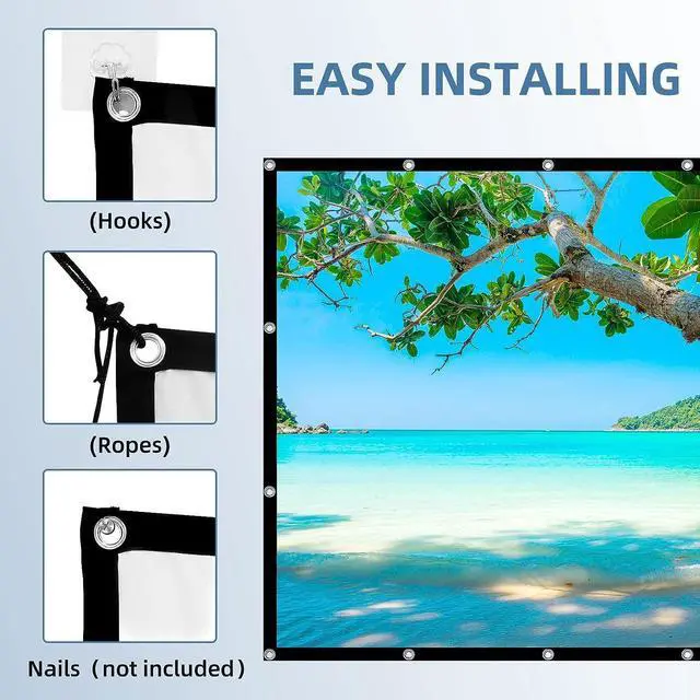 Alt view image 4 of 6 - 200 inches Projector Screen,HUANYINGBJB 4K 16:9 HD Rear Front Projector Screen Foldable Projection Screen Double-Sided Portable Outdoor Projector Screen for Movie Home Theater Yard Travel (200)