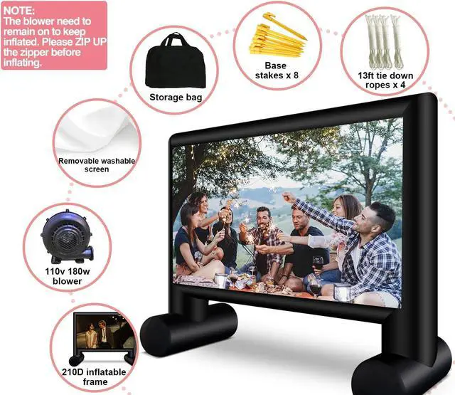 Alt view image 4 of 7 - Inflatable Projector Screen 15ft Inflatable Movie Screen Outdoor with Air Blower and Storage Bag, Easy Set up, Front and Rear Projection for Outdoor Movie Night Backyard Pool Fun