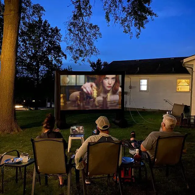 Alt view image 6 of 7 - Inflatable Projector Screen 15ft Inflatable Movie Screen Outdoor with Air Blower and Storage Bag, Easy Set up, Front and Rear Projection for Outdoor Movie Night Backyard Pool Fun