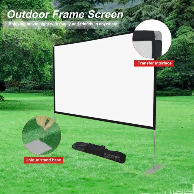 Alt view image 5 of 7 - Projector Screen with Stand 100 inch 16:9 HD 4K Outdoor Projector Screen for Home Theater 3D Fast-Folding Portable Projection Screen Indoor Legs and Carry Bag Projector Movie Screen Wrinkle-Free