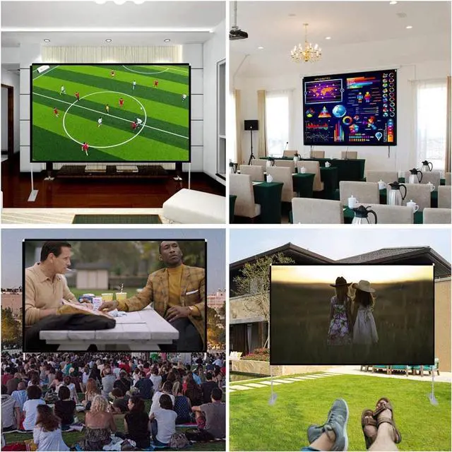 Alt view image 7 of 7 - Projector Screen with Stand 100 inch 16:9 HD 4K Outdoor Projector Screen for Home Theater 3D Fast-Folding Portable Projection Screen Indoor Legs and Carry Bag Projector Movie Screen Wrinkle-Free