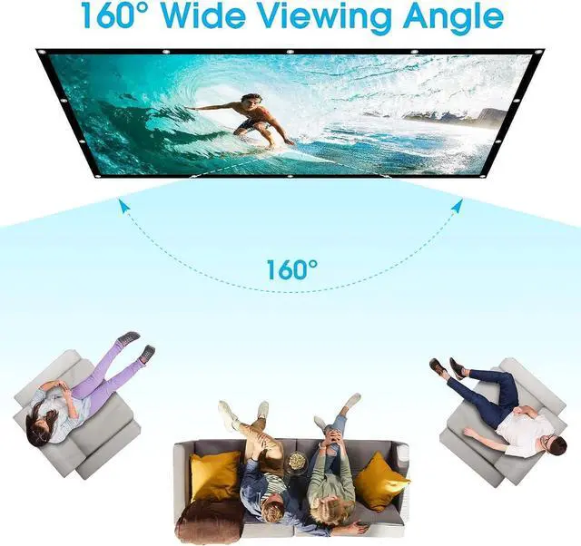 Alt view image 5 of 7 - 100 inch Projection Screens Double Sided Washable Outdoor Projection Screen 16:9 Foldable Anti-Crease Portable Projector Movies Screens for Camping Party Home Theater Office