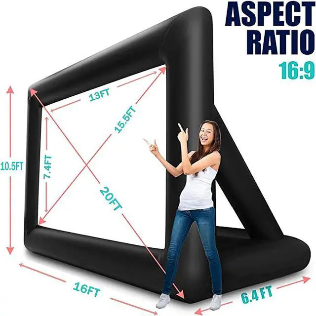 Alt view image 5 of 7 - 20 feet Inflatable Portable Projector Movie Screen - Huge Air-Blown Cinema Projection Screen Package with Rope Blower Tent Stakes - Front & Rear Projection for Outdoor Party Backyard Pool Fun