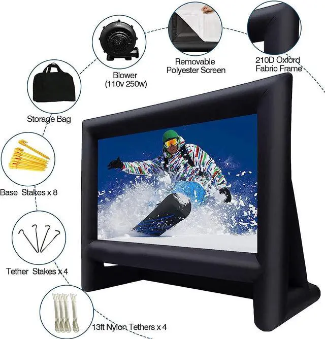 Alt view image 6 of 7 - XHYCPY 20 Feet Inflatable Projector Screen Outdoor Inflatable Movie Screen with Air Blower Storage Bag, Easy Set Up Blow Up Screen for Backyard Movie Night, Theme Parties, Celebrations
