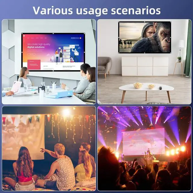 Alt view image 6 of 6 - VERCORKIN Projection Screen 72 inch Portable Projector Screen 16:9/Foldable/Anti-Crease,Double Sided Projection Screen for Indoor Outdoor Movie with Enough Installation Accessories and Carrying Bag
