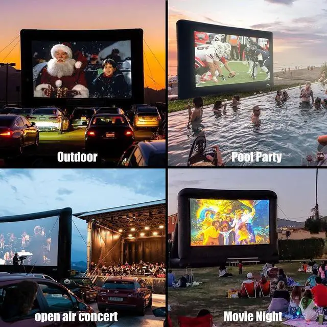 Alt view image 6 of 7 - Inflatable Projector Screen - Outdoor Movie Screen Blow Up for Movie Parties Backyard Outside with Air Blower and Carry Bag Front and Rear Projection (14FT with Blower)